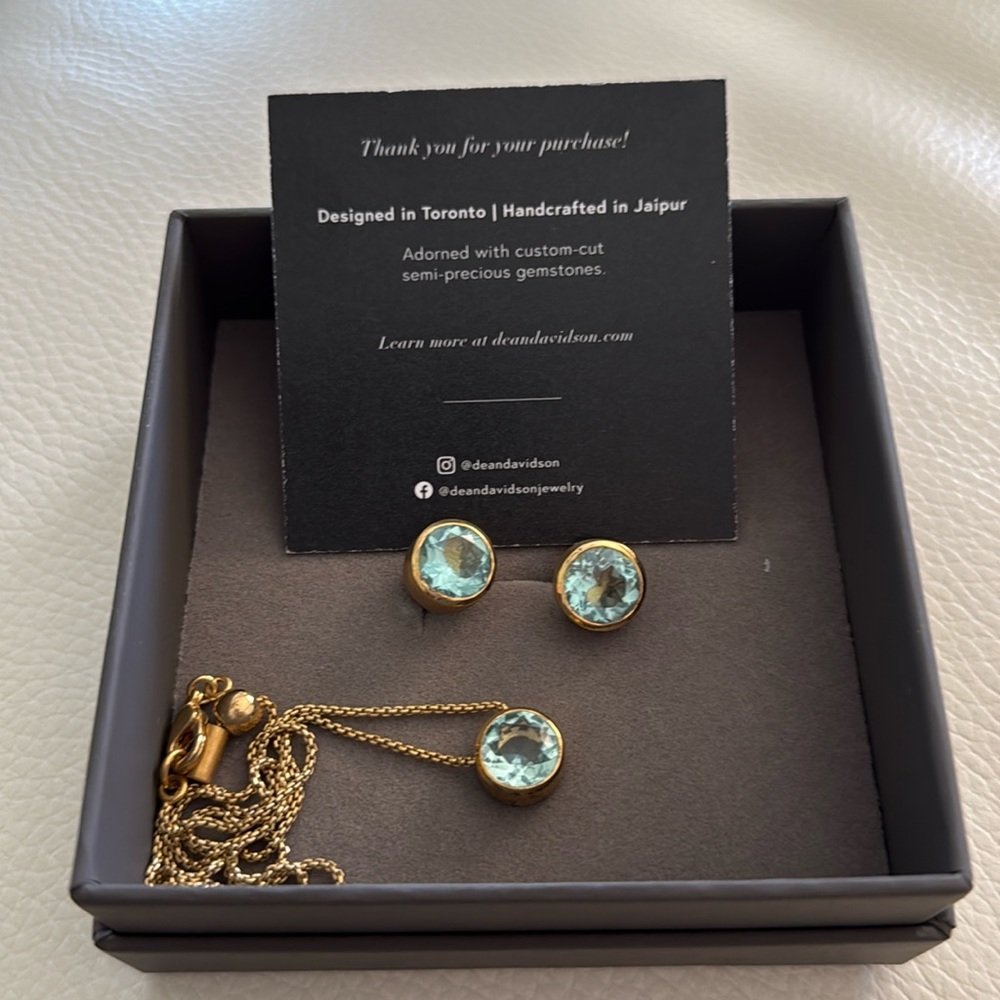 Dean Davidson Large Knockout Studs and matching Necklace Aquamarine stones